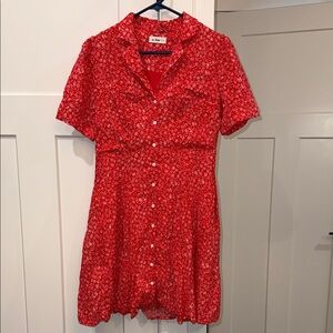 In Bloom Vibrant Red Floral Mini Dress